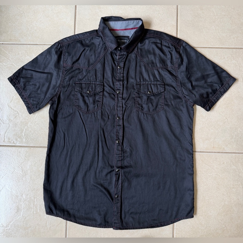 Outlander By Craft Flow Button Up Pearl Snap Shirt Mens Size XL Black Western